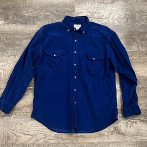 GAP Vintage Men's Medium Deep Blue Corduroy Button Down Shirt